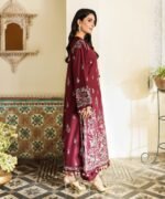 Fine Cotton Satin Embroidered Red 3 Piece Suit - Image 2
