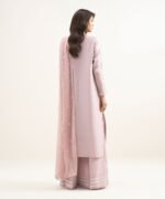 Raw Silk Embroidered Purple 3 Piece Suit - Image 3