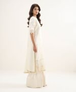 Raw Silk Embroidered Off White  3 Piece Suit - Image 3