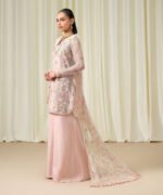 Blended Net Embroidered Pink 3 Piece Suit - Image 3