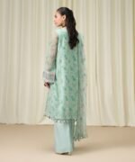 Blended Net Embroidered Green 3 Piece Suit - Image 4