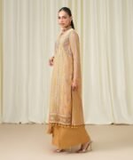 Blended Net Embroidered Yellow 3 Piece Suit - Image 3