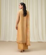 Blended Net Embroidered Yellow 3 Piece Suit - Image 4