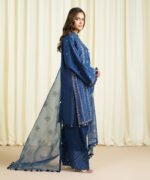 Raw Silk Embroidered Blue 3 Piece Suit - Image 3