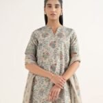 Cotton Printed Beige 3 Piece Suit