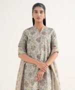 Cotton Printed Beige 3 Piece Suit