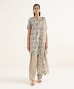 Cotton Printed Beige 3 Piece Suit - Image 2