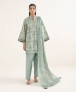 Cotton Printed Blue 3 Piece Suit - Image 2