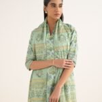 Cotton Printed Green 3 Piece Suit