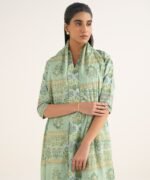 Cotton Printed Green 3 Piece Suit