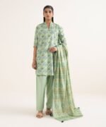 Cotton Printed Green 3 Piece Suit - Image 2