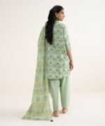 Cotton Printed Green 3 Piece Suit - Image 4