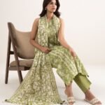 Lawn Green Printed 3 Piece Suit
