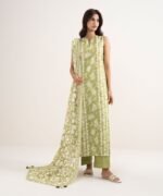 Lawn Green Printed 3 Piece Suit - Image 2