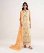 Lawn Orange Printed 3 Piece Suit - Image 2