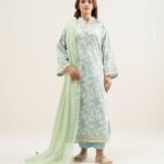 Lawn Blue Printed 3 Piece Suit