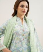 Lawn Blue Printed 3 Piece Suit - Image 4