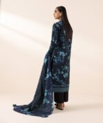 Women's Pret Khaddar Blue Printed 3 Piece Suit - Image 4