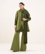 Cotton Embroidered Green 3 Piece Suit