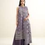 Extra Weft Jacquard Embroidered Purple 3 Piece Suit
