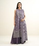 Extra Weft Jacquard Embroidered Purple 3 Piece Suit