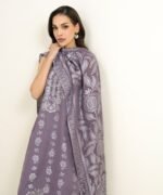 Extra Weft Jacquard Embroidered Purple 3 Piece Suit - Image 2