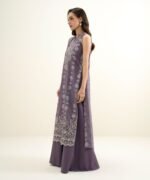 Extra Weft Jacquard Embroidered Purple 3 Piece Suit - Image 3