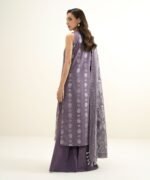 Extra Weft Jacquard Embroidered Purple 3 Piece Suit - Image 4