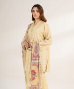 Cotton Embroidered Yellow 3 Piece Suit - Image 2