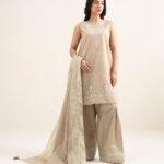 Lawn Beige Embroidered 3 Piece Suit