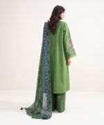 Textured Lawn Green Embroidered 3 Piece Suit - Image 4