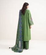 Textured Lawn Green Embroidered 3 Piece Suit - Image 4