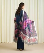 Blended Satin Printed Blue 3 Piece Suit - Image 3