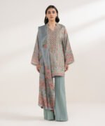 Blended Grip Silk Printed Blue 3 Piece Suit - Image 2