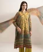 Blended Grip Silk Embroidered Yellow 3 Piece Suit - Image 4