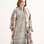 Blended Grip Silk Embroidered Blue 3 Piece Suit