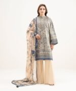 Blended Grip Silk Embroidered Blue 3 Piece Suit - Image 2