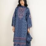 Blended Grip Silk Embroidered Blue 3 Piece Suit