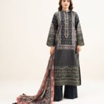 Blended Grip Silk Black Embroidered 3 Piece Suit