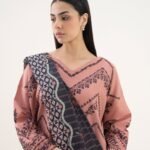 Cotton Embroidered Pink 3 Piece Suit