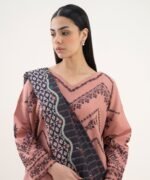 Cotton Embroidered Pink 3 Piece Suit