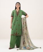 Cotton Embroidered Green 3 Piece Suit - Image 2