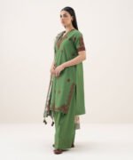 Cotton Embroidered Green 3 Piece Suit - Image 3