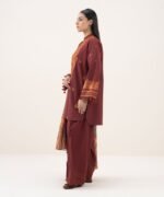 Cotton Viscose Embroidered Red 3 Piece Suit - Image 3