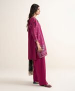 Textured Lawn Embroidered Pink 3 Piece Suit - Image 3