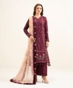 Dobby Embroidered Red 3 Piece Suit - Image 3