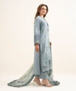 Dobby Embroidered Blue 3 Piece Suit - Image 2