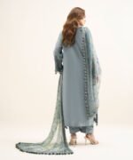 Dobby Embroidered Blue 3 Piece Suit - Image 3