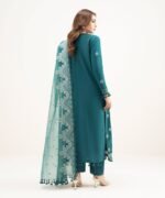 Dobby Embroidered Green 3 Piece Suit - Image 3