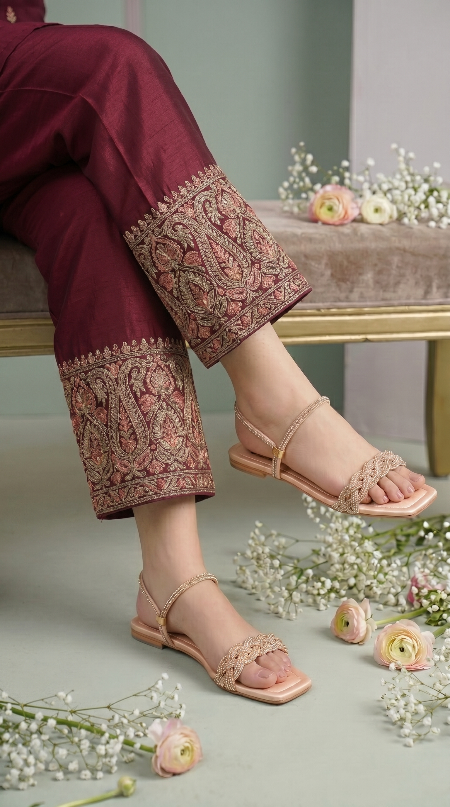 Peach Fancy Sandal For Women FN6306
